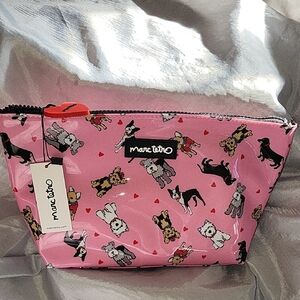 Marc Tetro Pink Dog Print Cosmetic Bag